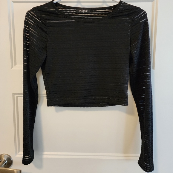 Black sheer striped crop - Picture 1 of 2